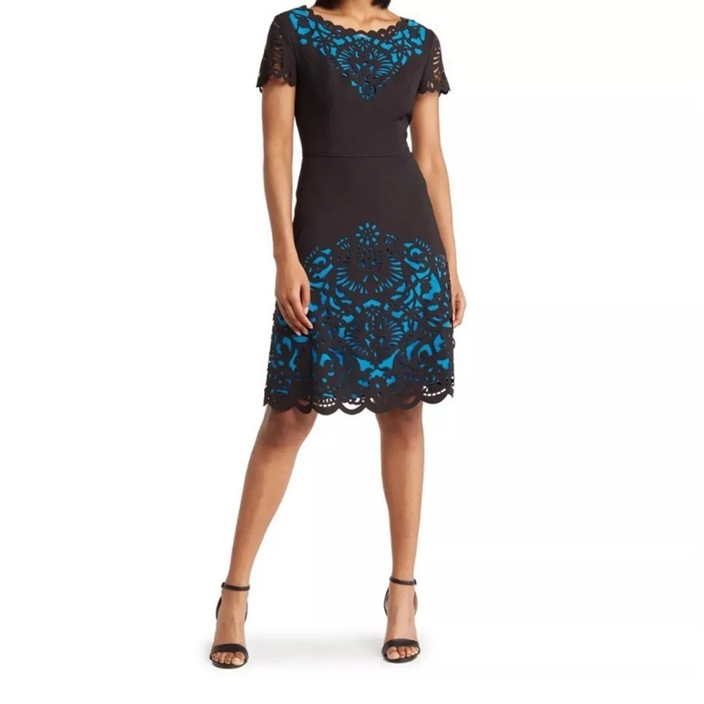 Nue by Shani Black and Blue Midi Dress - Picture 2 of 12